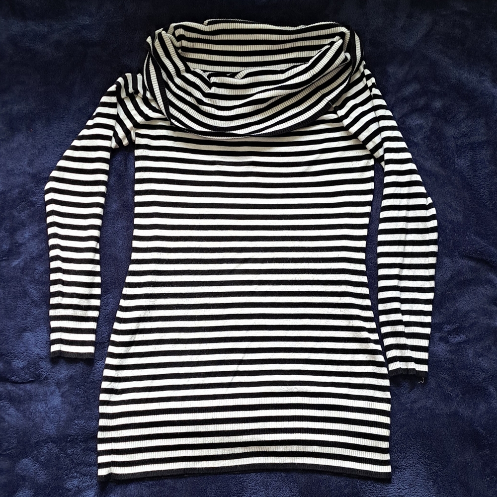 Twenty One Striped Cowl Neck Sweater - Black and White